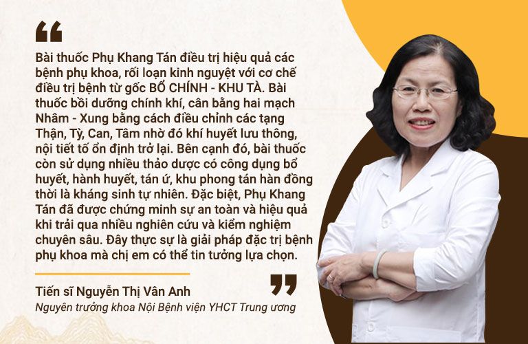 TS.BS Vân Anh đánh giá cao cơ chế điều trị của Phụ Khang Tán TS.BS Vân Anh đánh giá cao cơ chế điều trị của Phụ Khang Tán