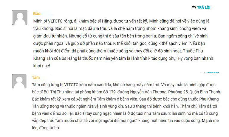 Bệnh nhân chia sẻ kết quả điều trị viêm âm đạo bằng Phụ Khang tán