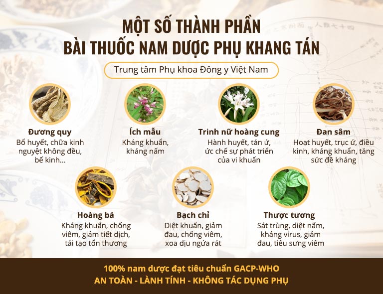Một số loại thảo dược kháng sinh, bổ huyết có trong Phụ Khang Tán Một số loại thảo dược kháng sinh, bổ huyết có trong Phụ Khang Tán