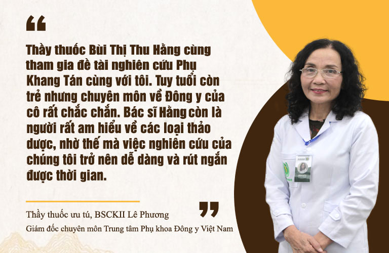 Thầy thuốc ưu tú Lê Phương đánh giá cao đóng góp Lương y Thu Hằng trong nghiên cứu Phụ Khang tán