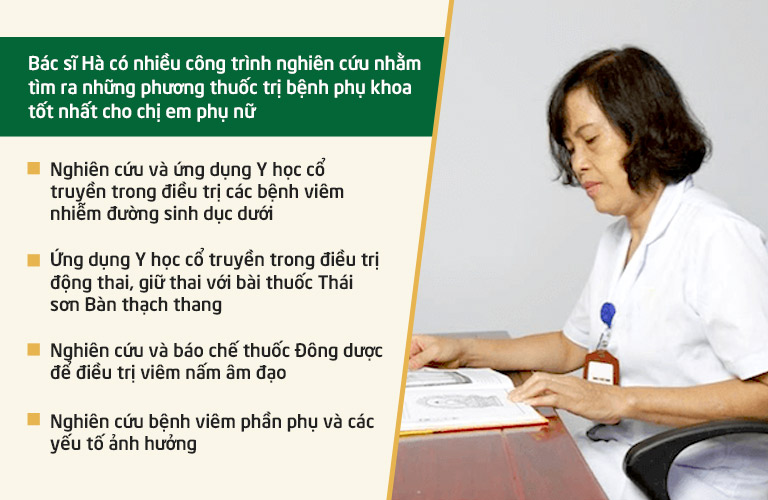 Thạc sĩ, bác sĩ Đỗ Thanh Hà có nhiều công trình nghiên cứu nhằm tìm ra phương thuốc tốt nhất cho chị em phụ nữ