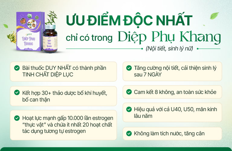 Ưu điểm bài thuốc bài thuốc Diệp Phụ Khang nội tiết, sinh lý nữ