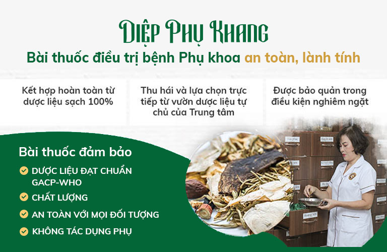 Diệp Phụ Khang được đầu tư sử dụng dược liệu an toàn, lành tính, không hóa chất, không tác dụng phụ, phù hợp với nhiều đối tượng bệnh nhân