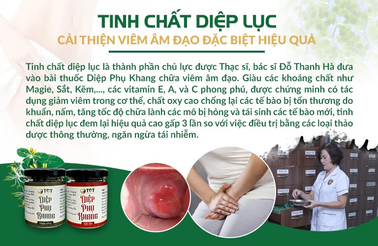 Tinh chất diệp lục tác động mạnh mẽ, giúp phục hồi, trả lại trạng thái cân bằng cho vùng âm đạo