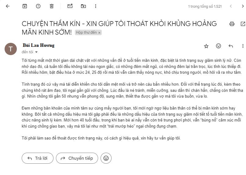 Thư gửi về cho chuyên mục từ chị Lan Hương