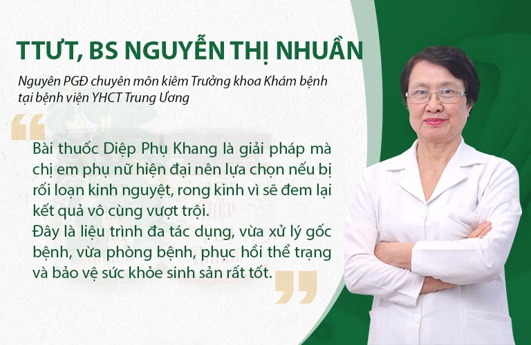 Đánh giá từ chuyên gia về hiệu quả bài thuốc Diệp Phụ Khang trong xử lý các vấn đề rối loạn kinh nguyệ (bao gồm cả rong kinh)