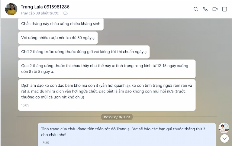 Tin nhắn chia sẻ từ chị Trang được BS Đỗ Thanh Hà chia sẻ trên trang cá nhân