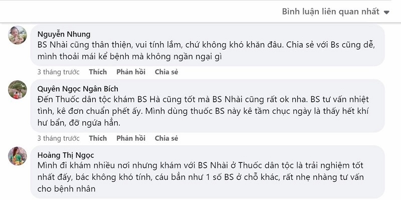 Một số bình luận phản hồi về bác sĩ Nguyễn Thị Nhài