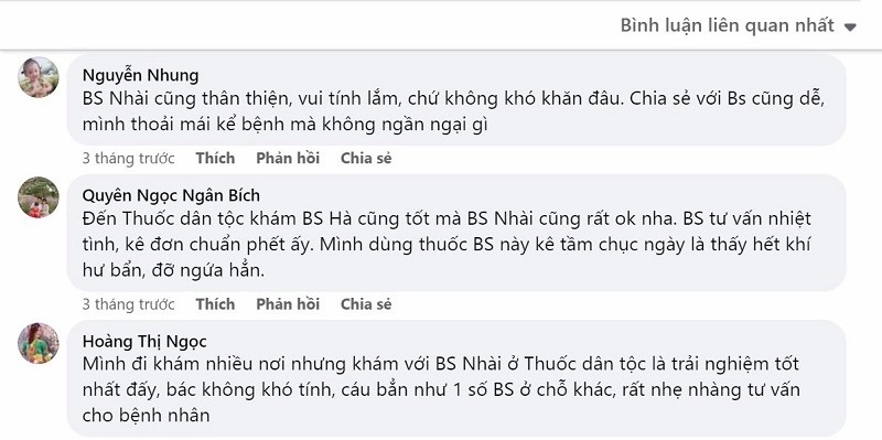 Một số bình luận phản hồi về bác sĩ Nguyễn Thị Nhài Một số bình luận phản hồi về bác sĩ Nguyễn Thị Nhài