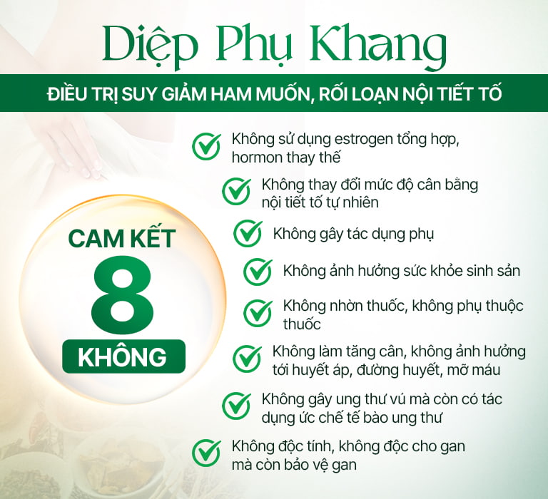 Cam kết 8 không khi sử dụng thuốc nội tiết tố nữ Diệp Phụ Khang